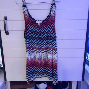 Star Vixen Womens Medium Sleeveless Chevron Zig Zag Tunic‎ Tank Top Multicolor